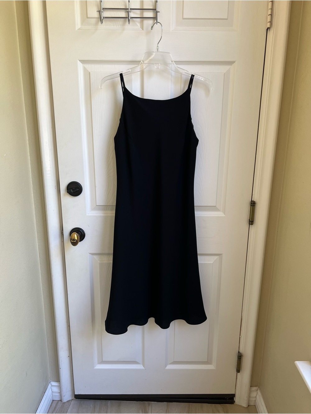 Jones New York Black Midi Slip Dress with Spaghetti Straps